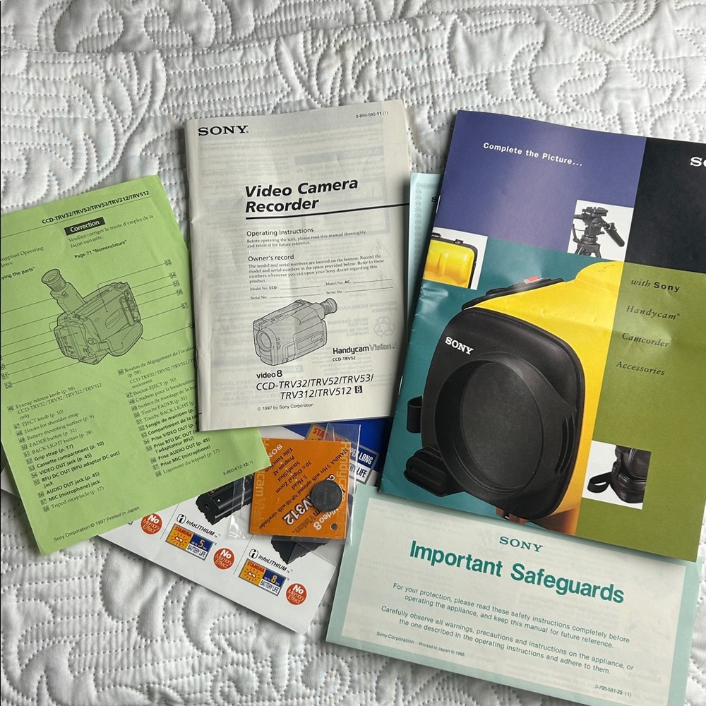 Sony Handycam Camcorder Video Camera Recorder Instruction Manuals